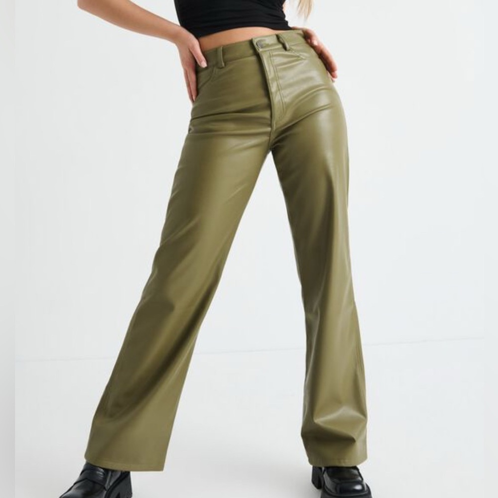 Garage Green Faux Leather Straight Leg Pants
Size XS